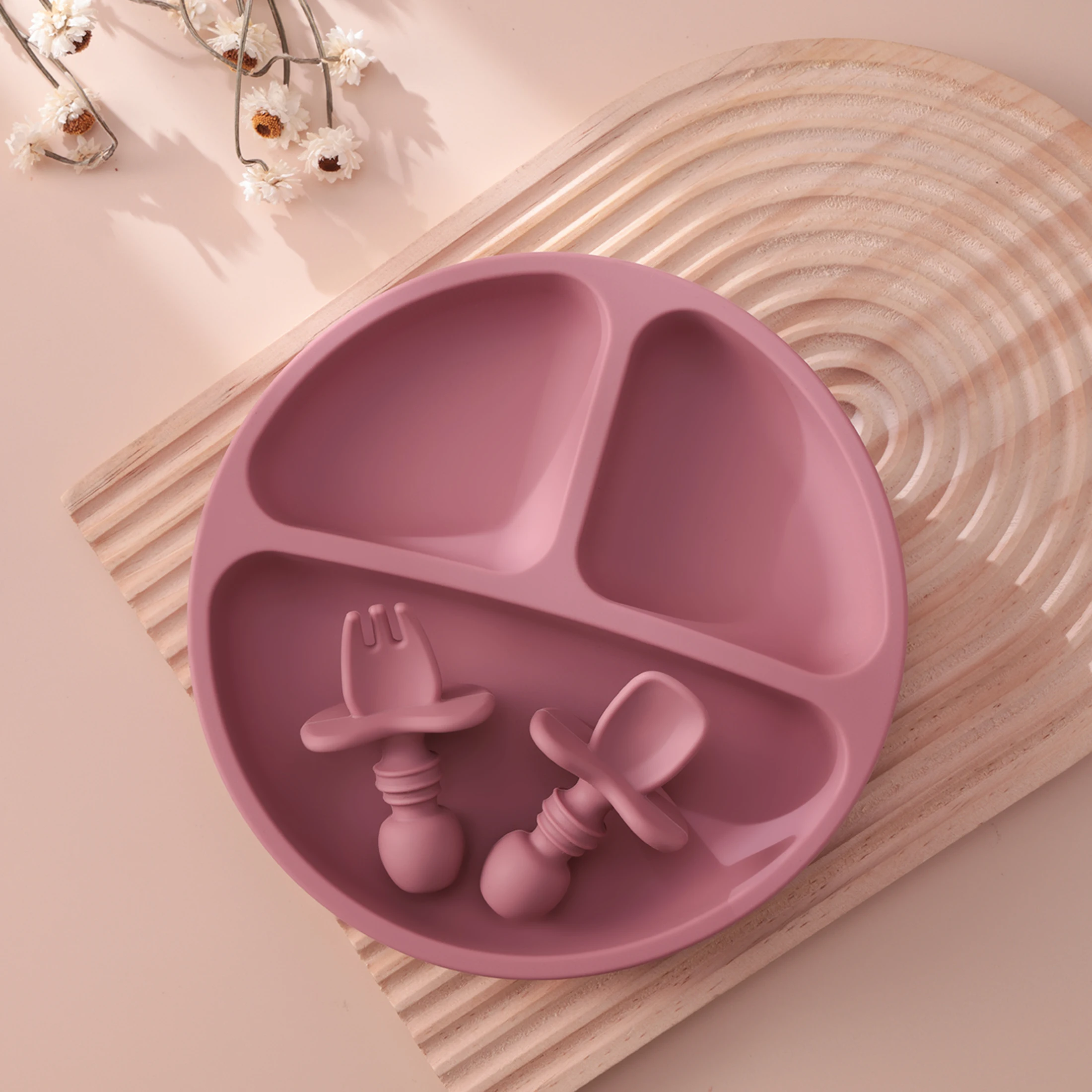 Plato de silicona sin BPA para bebé con cara sonriente - imagen 5