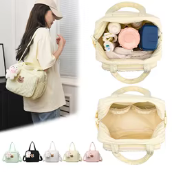 Bolsa maternal con cremallera y oso peluche