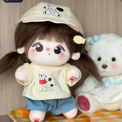 Conjunto ropa de muñeca algodón con perro vaqueros cortos y camiseta
