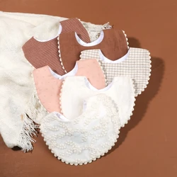 Babero de muselina de algodón con estampado bordado y felpa