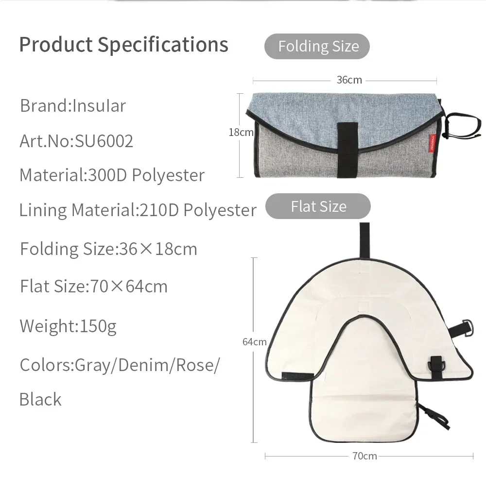 Cambiador portátil de pañales multifunción con funda impermeable - imagen 4