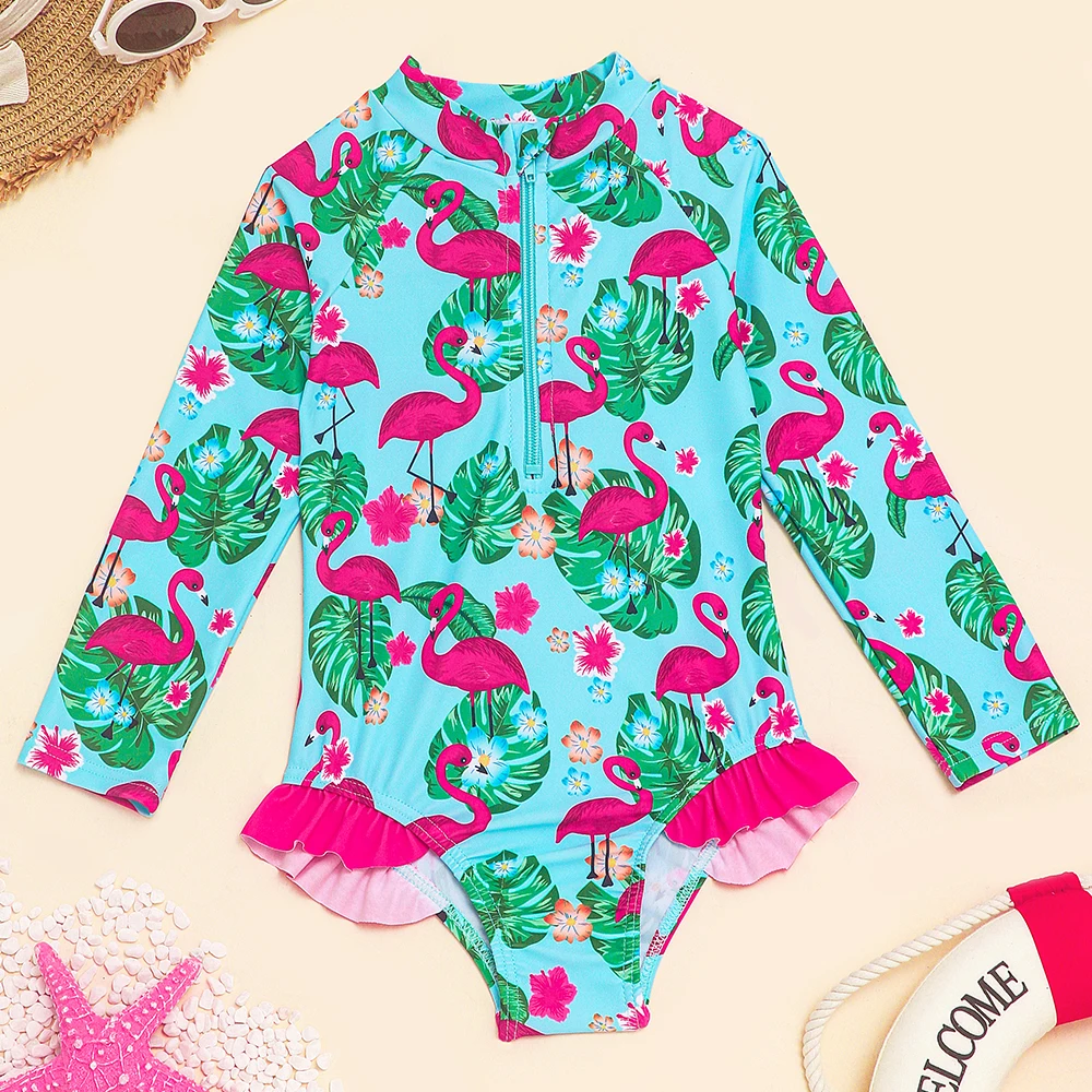 Traje de baño de una pieza para niña con manga larga antirrozaduras playa - imagen 2