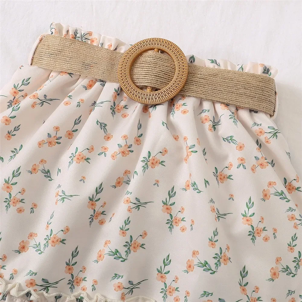 Conjunto retro niña top sin hombros y falda floral verano - imagen 4