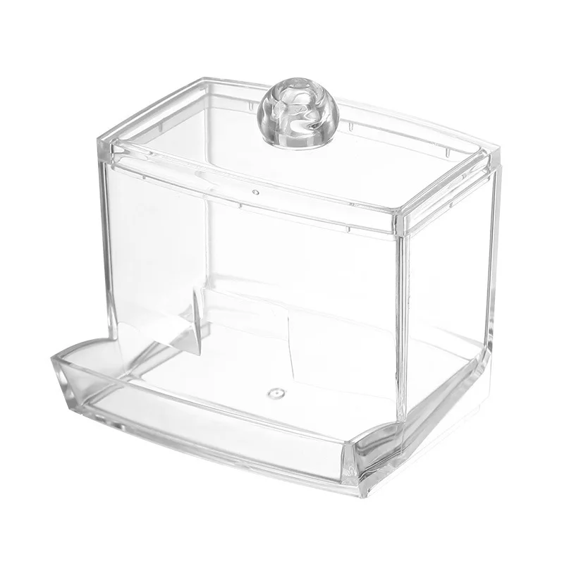 Caja para bastoncillos de algodón transparente con tapa bambú - imagen 3