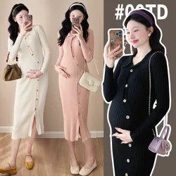 Vestido maternity ajustado de punto para otoño invierno