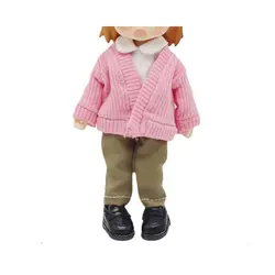 Jersey de punto caramelo artesanal para muñeca de niña