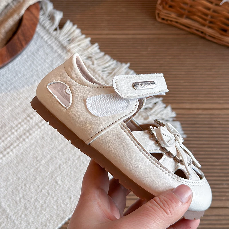 Sandalias antideslizantes de verano para niñas con encaje y lazo - imagen 5