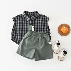 Milancel blusa sin mangas de cuadros para bebé en verano