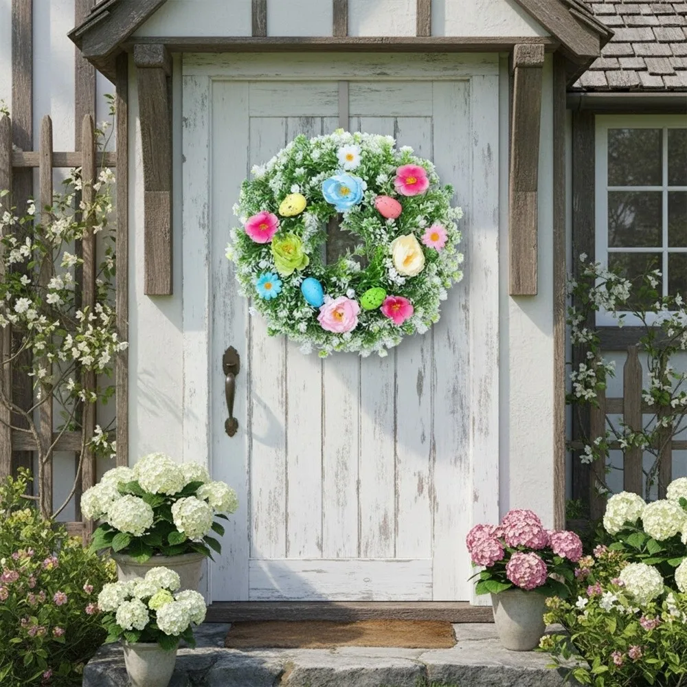 Guirnalda de Pascua floral realista primavera para puerta - imagen 2