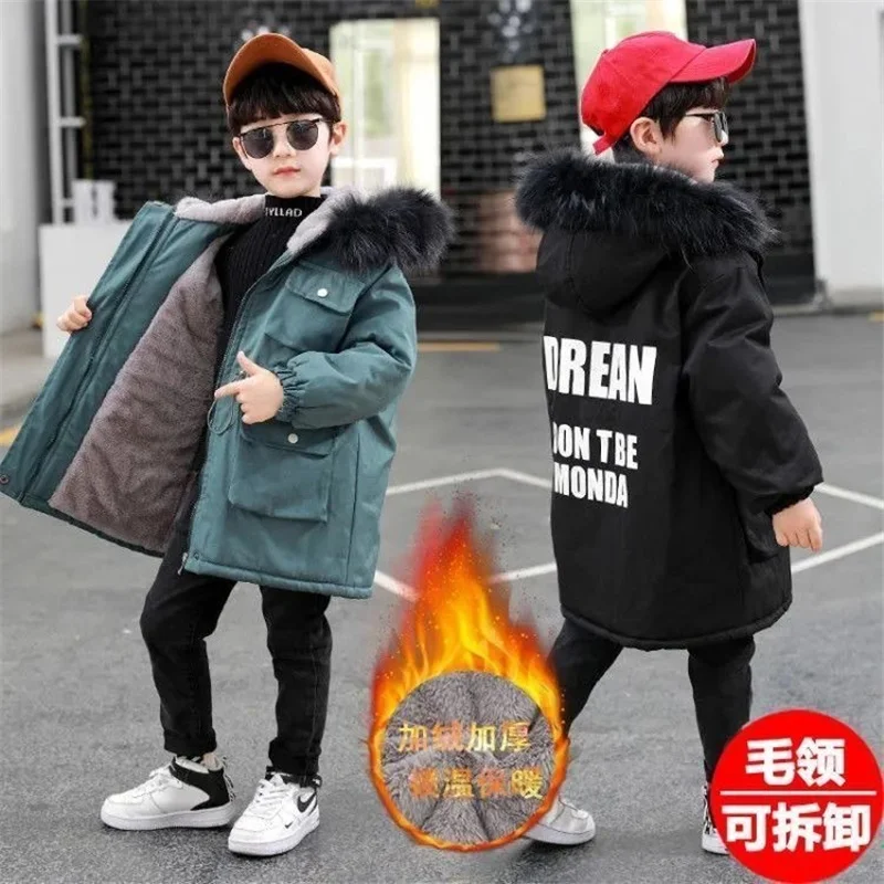 Parka de terciopelo grueso para niños – Abrigo de invierno