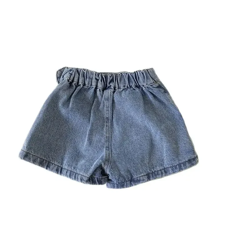 Pantalones cortos vaqueros de niña lavado suave con cintura elástica - imagen 4