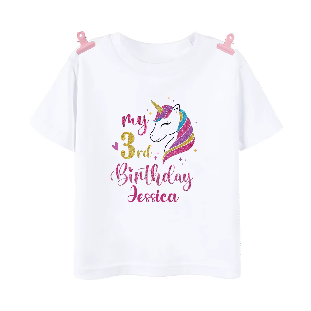 Camiseta unicornio personalizada para niñas con nombre de fiesta - imagen 4