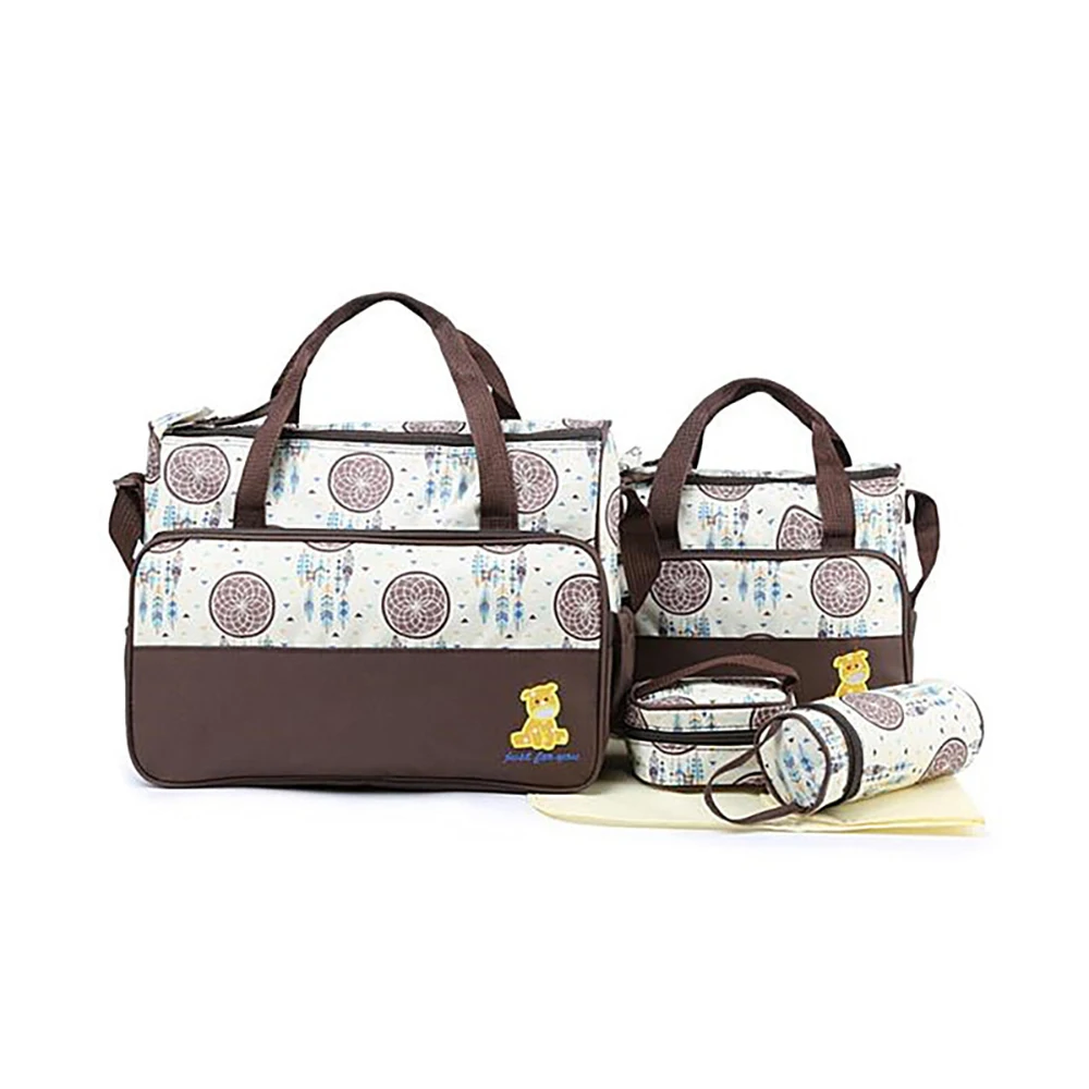 Bolsa de pañales con compartimentos organizadores y estampado floral