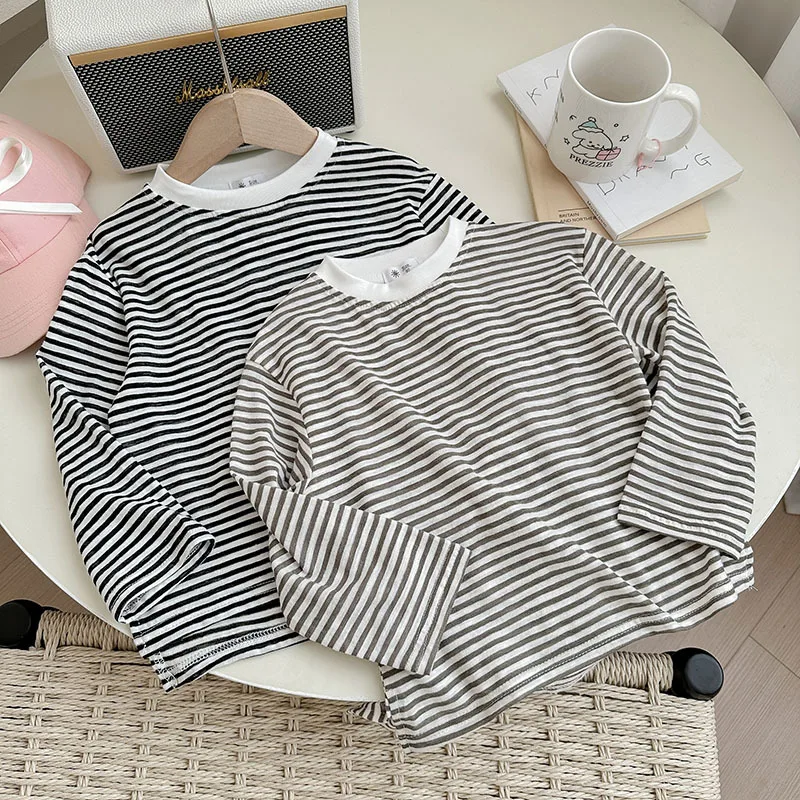 Camisetas de algodón a rayas para niños y niñas - imagen 2