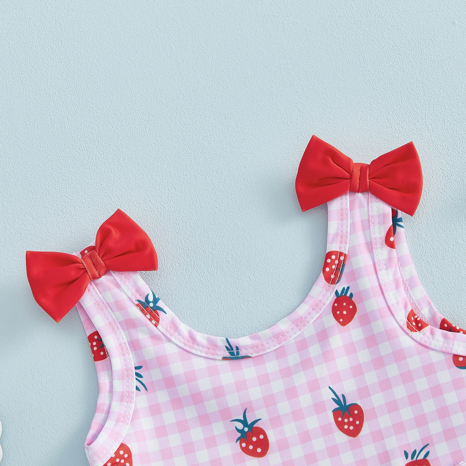 Traje de baño niña estampado de fresa con falda y volantes - imagen 5