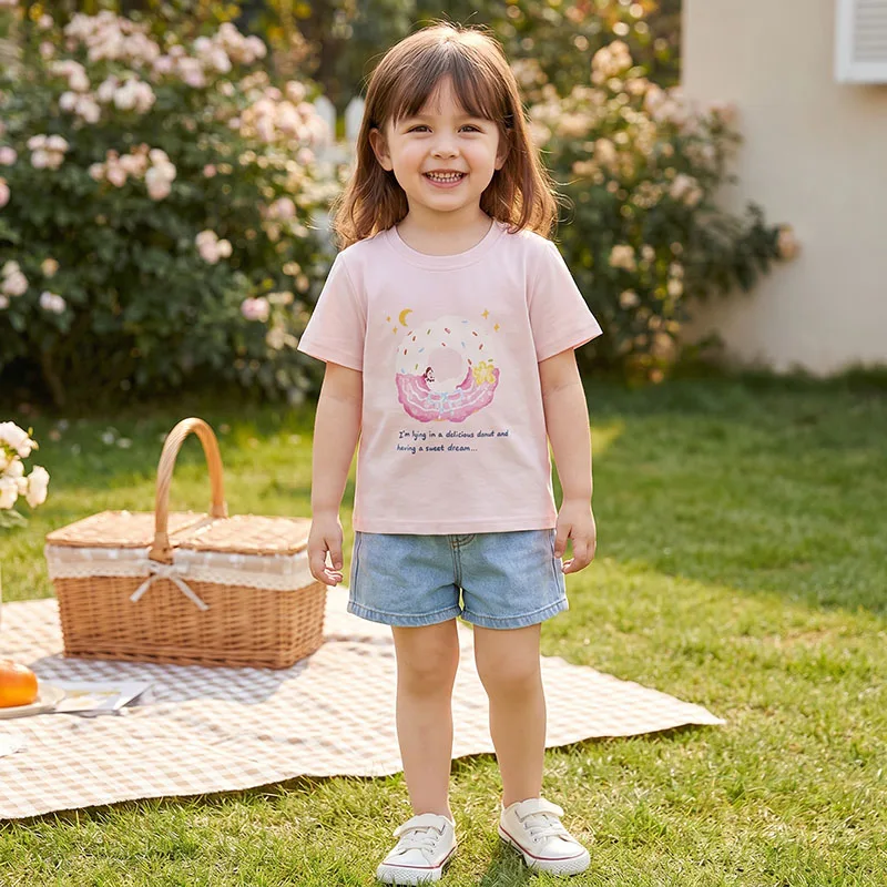 Camiseta de verano para niña ligera con estampado de cereza y donut - imagen 5