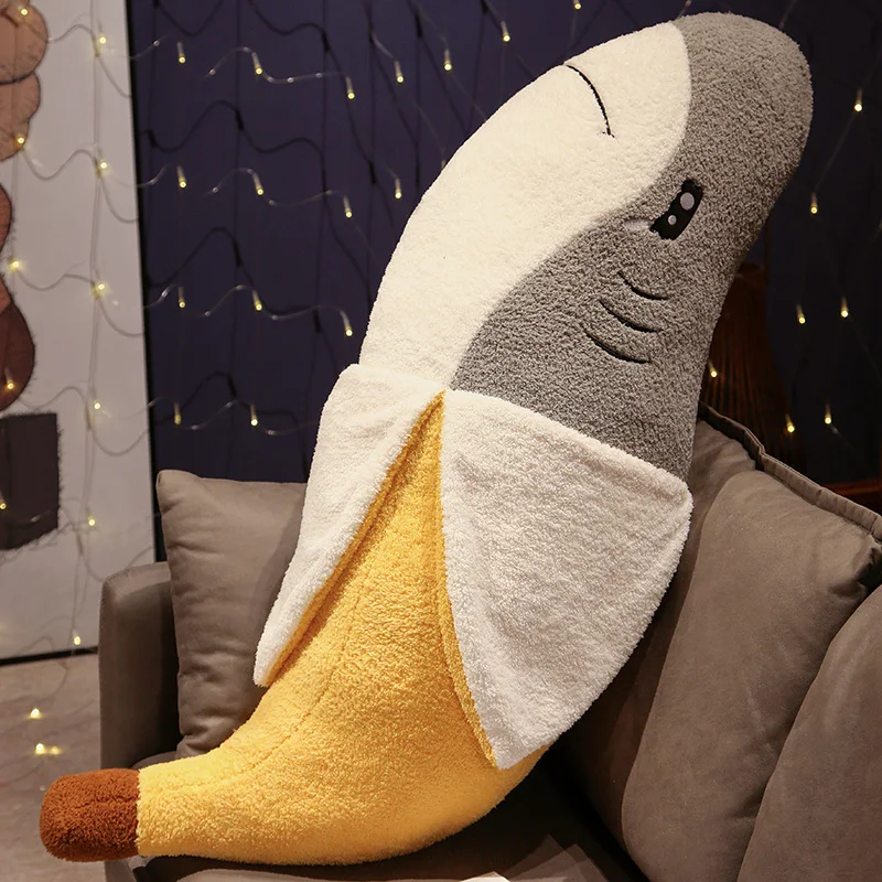 Peluche tiburón plátano transformable de dibujos animados suave - imagen 3