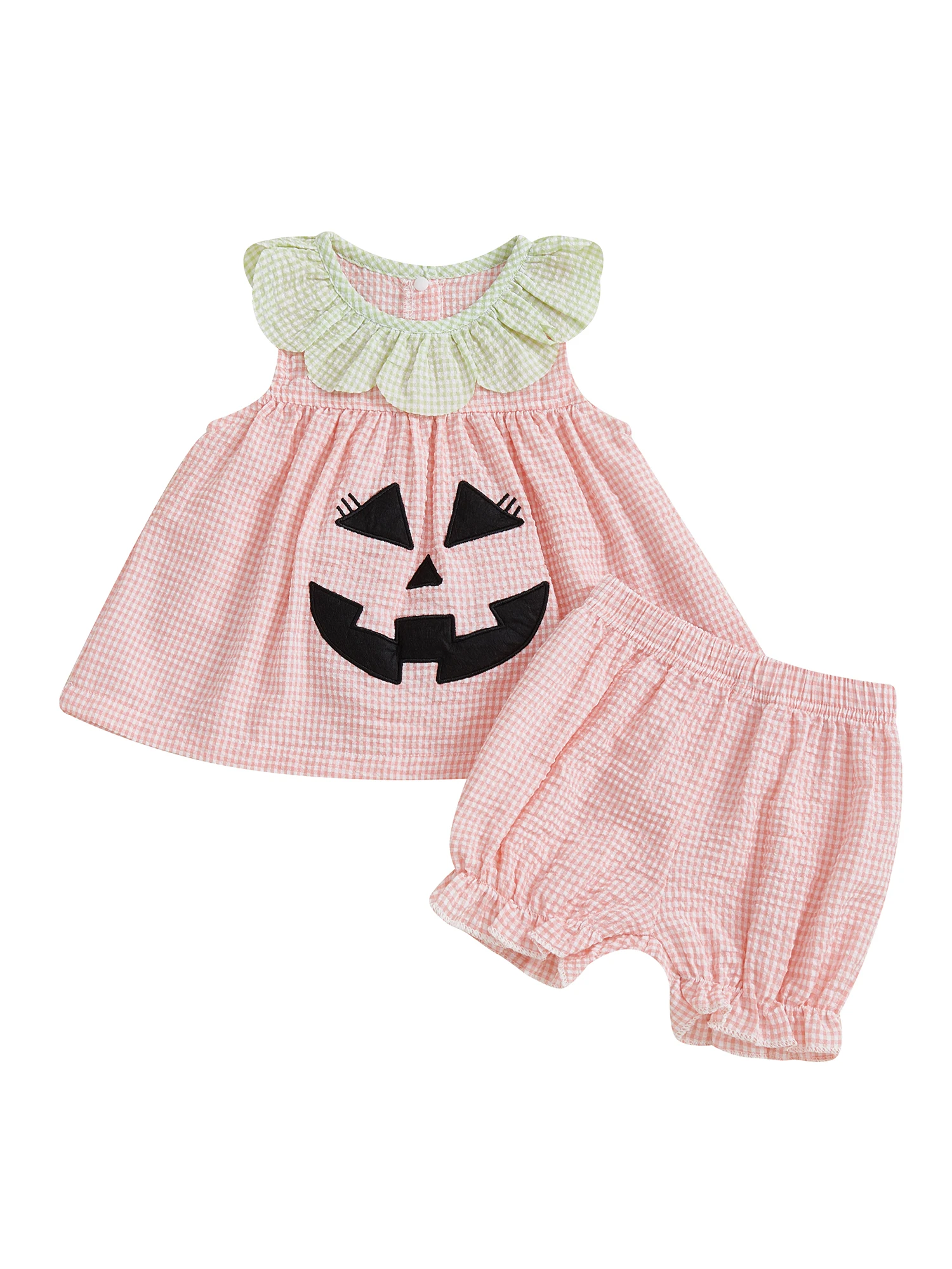 Conjunto de Halloween para bebé con camiseta a cuadros y pantalones cortos