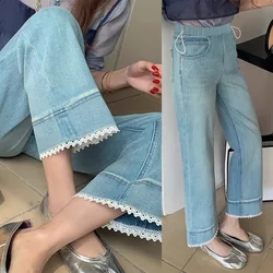 Pantalones vaqueros premamá vintage veraniegos con cordón