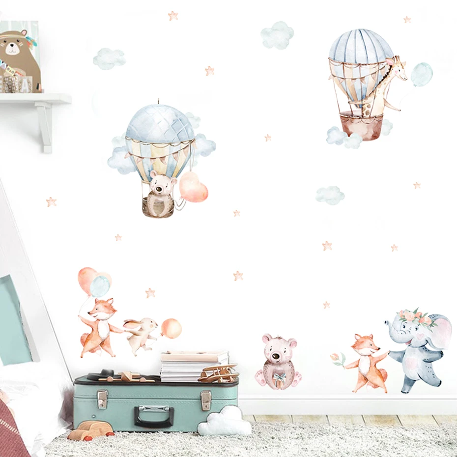 Vinilos decorativos infantiles – Globos y animales en acuarela - imagen 4