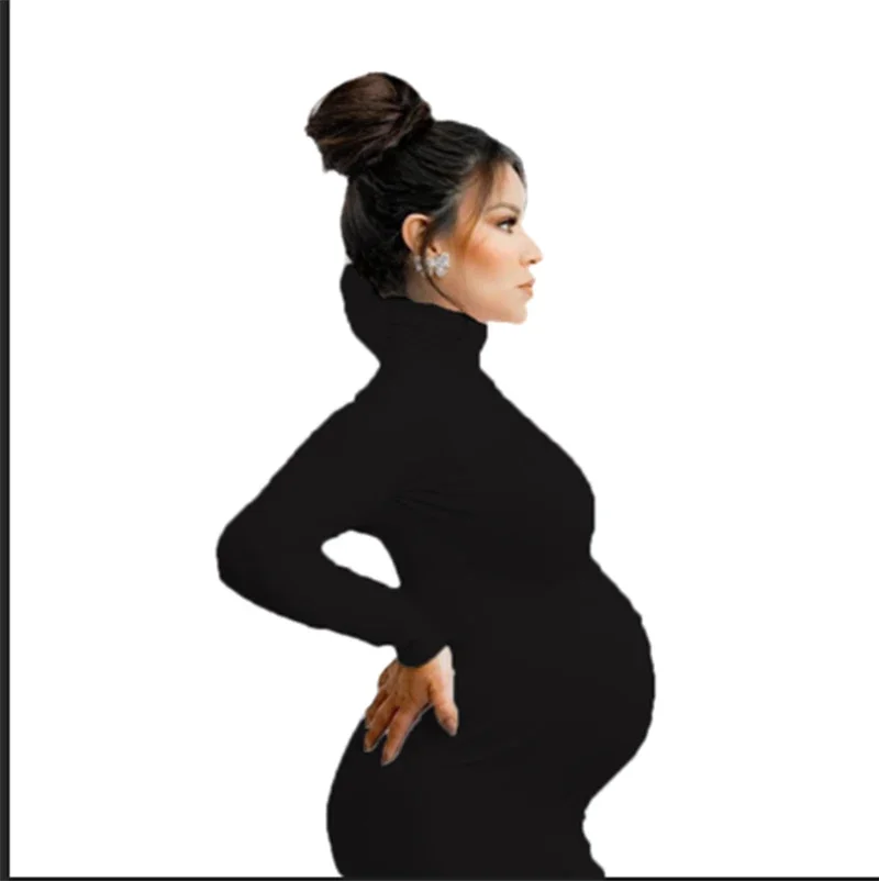 Vista del diseño tipo blusón en el vestido de maternidad
