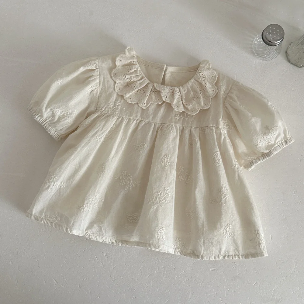 MILANCEL camisa de verano bebé con encaje floral ventilada - imagen 2