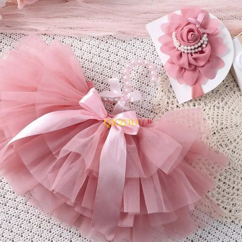 Vestido de tul con lazo y diadema para sesión de fotos bebé - imagen 5