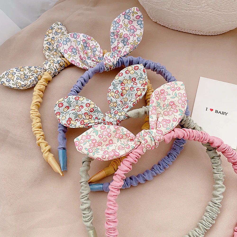 Diadema con orejas de conejo y lazo para niñas - imagen 3