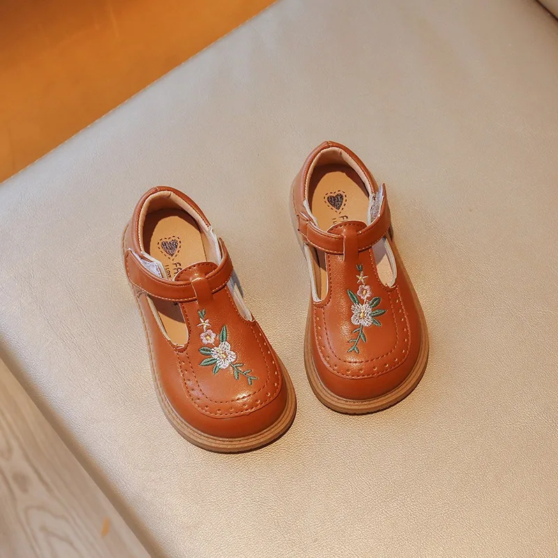 Zapatos escolares bordados para niñas - suela antideslizante