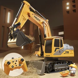 Excavadora RC con control remoto, luces y sonido para niños