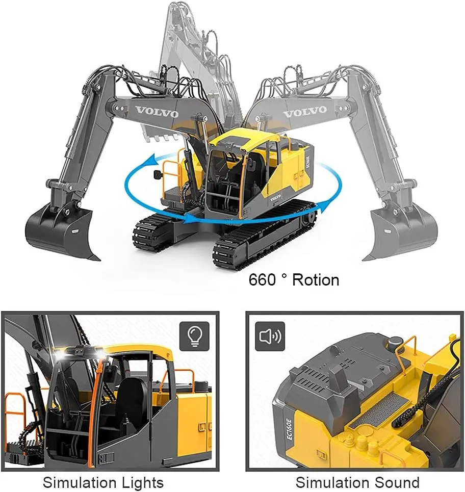 Excavadora radiocontrol de aleación 3 en 1 – Modelo ingeniería
