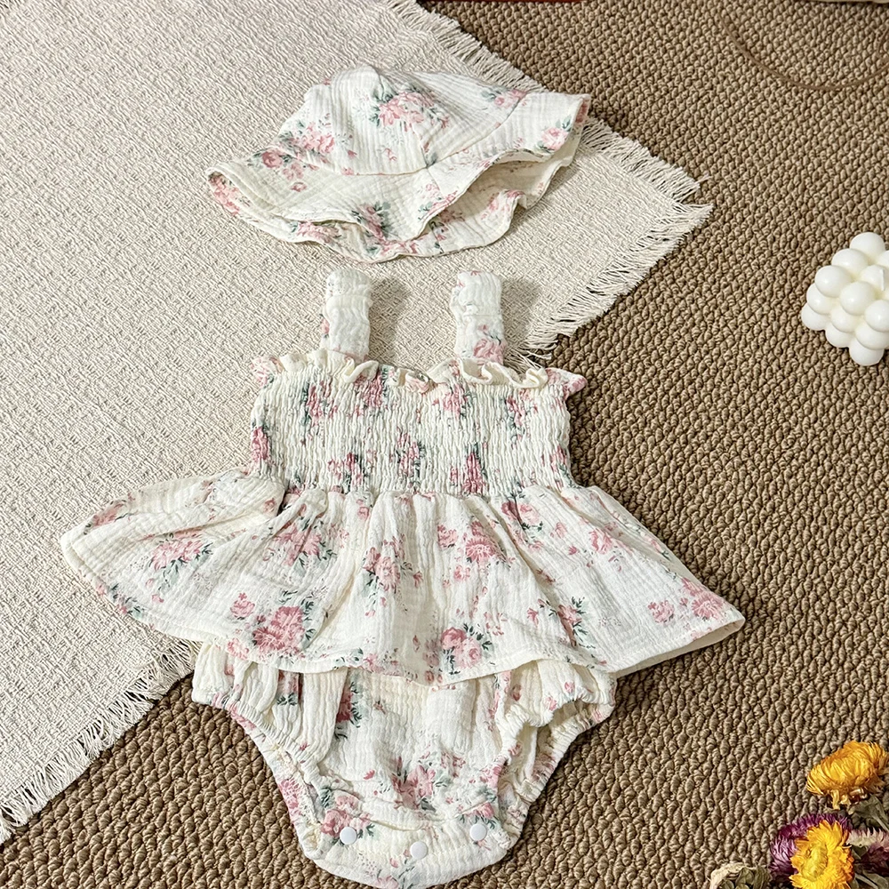 Mono sin mangas de algodón para bebé niña con gorro y estampado - imagen 4