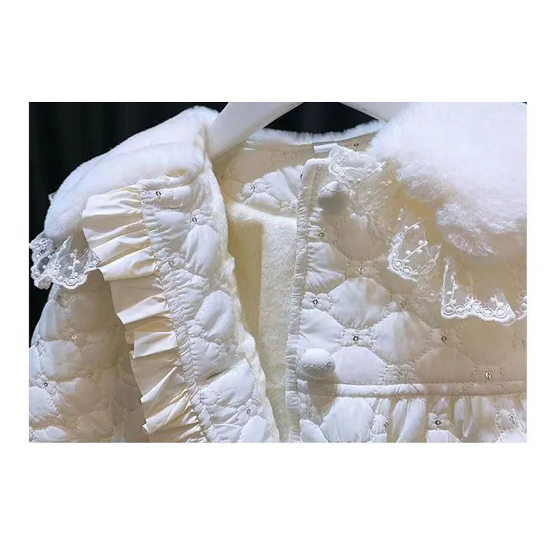 Chaqueta de terciopelo cálida para niñas con estampado animado - imagen 4