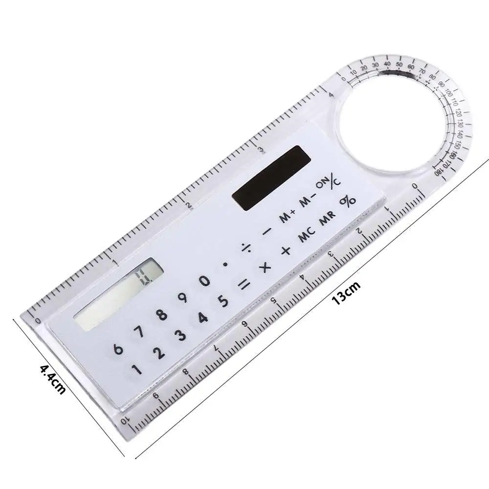 Regla calculadora transparente, diseño ligero