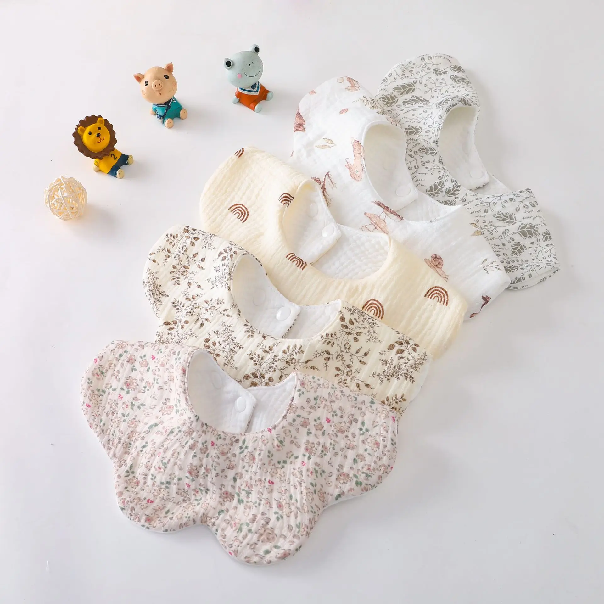Baberos de bebé gruesos extra absorbentes con estampado floral - imagen 2