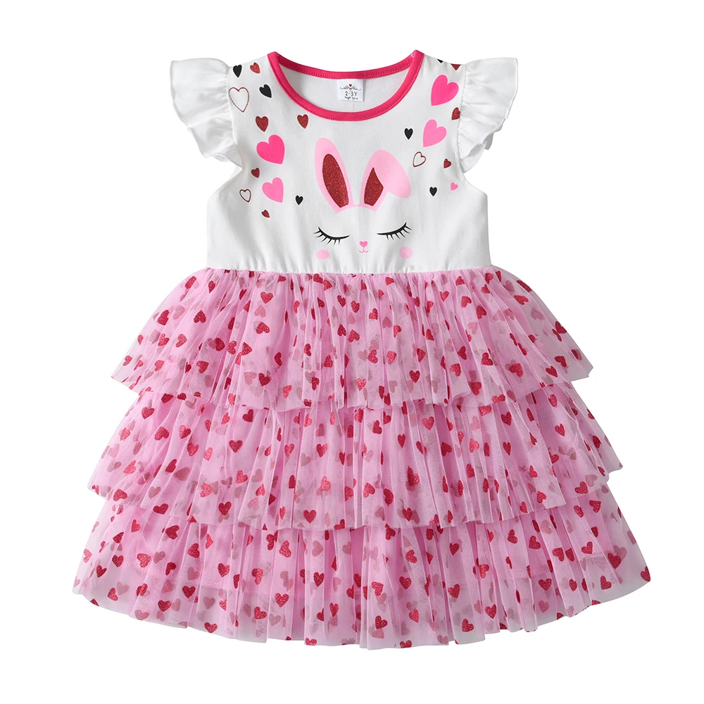 DXTON Vestido de verano de princesa con tutú, corazón y capas
