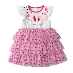 DXTON Vestido de verano de princesa con tutú, corazón y capas