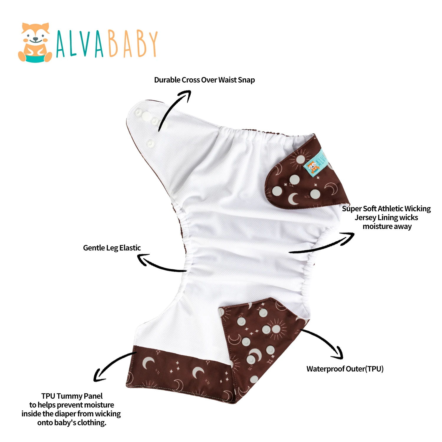 ALVABABY AWJ pañal de tela veraniego ecológico reutilizable - imagen 3