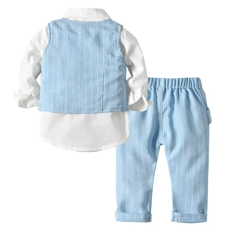 Traje completo para niño con camisa, chaleco y corbata azul - imagen 4