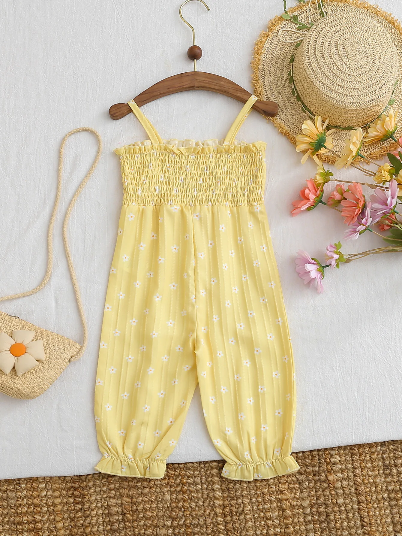 Mono floral con tirantes para niña, estilo verano informal - imagen 2