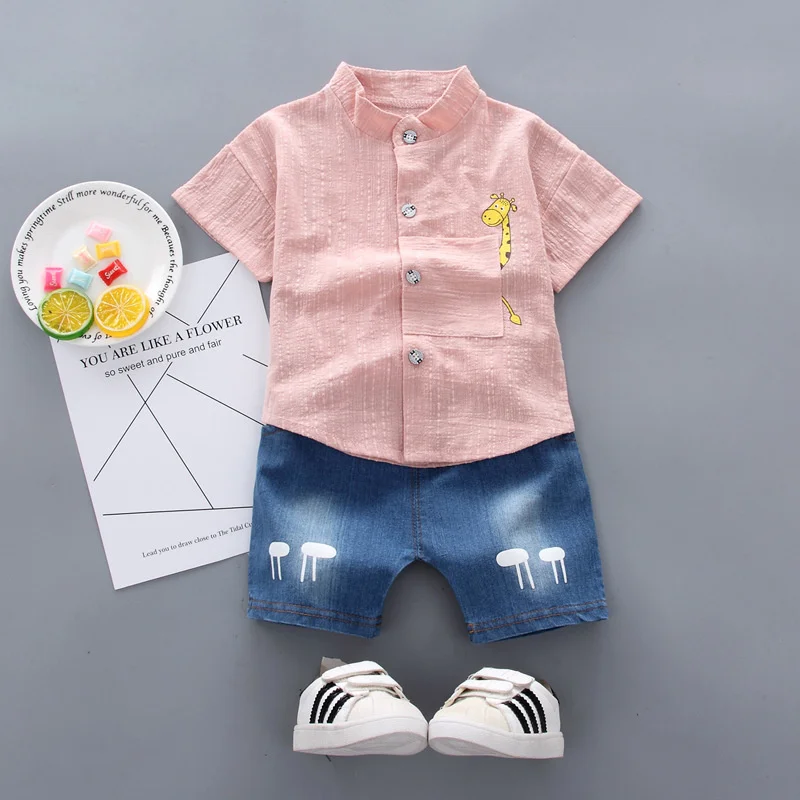 Conjunto verano para niño camiseta y pantalón corto de algodón - imagen 2