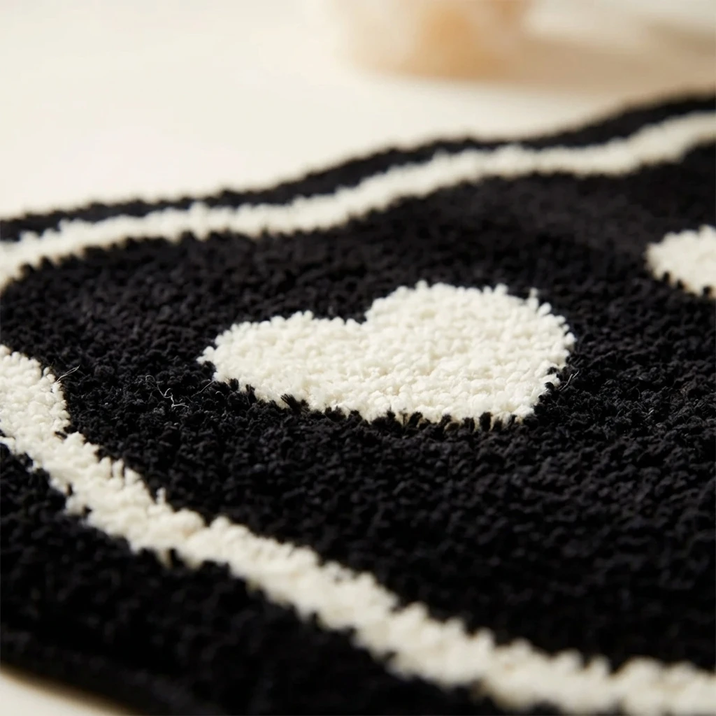 Alfombra absorbente antideslizante para baño con corazón bicolor - imagen 4