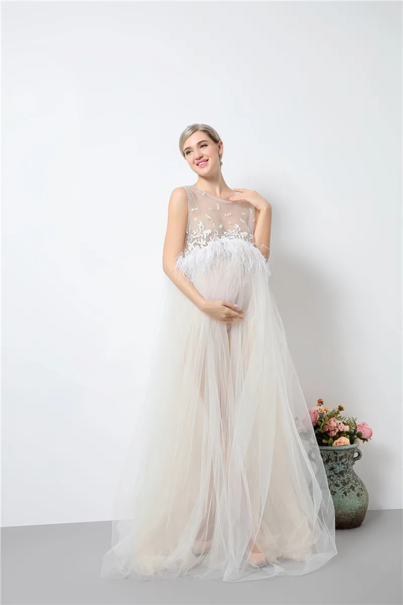 Vestido de maternidad largo elegante para sesión fotográfica - imagen 3