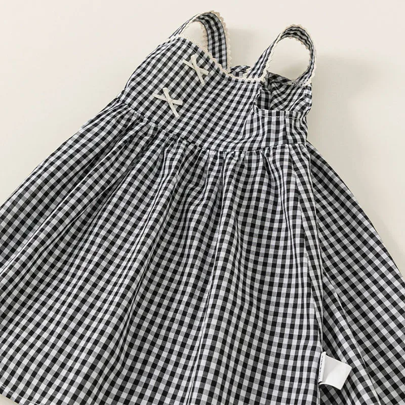 Vestido de bebé sin mangas con lazo y cuadros de verano para niña - imagen 5