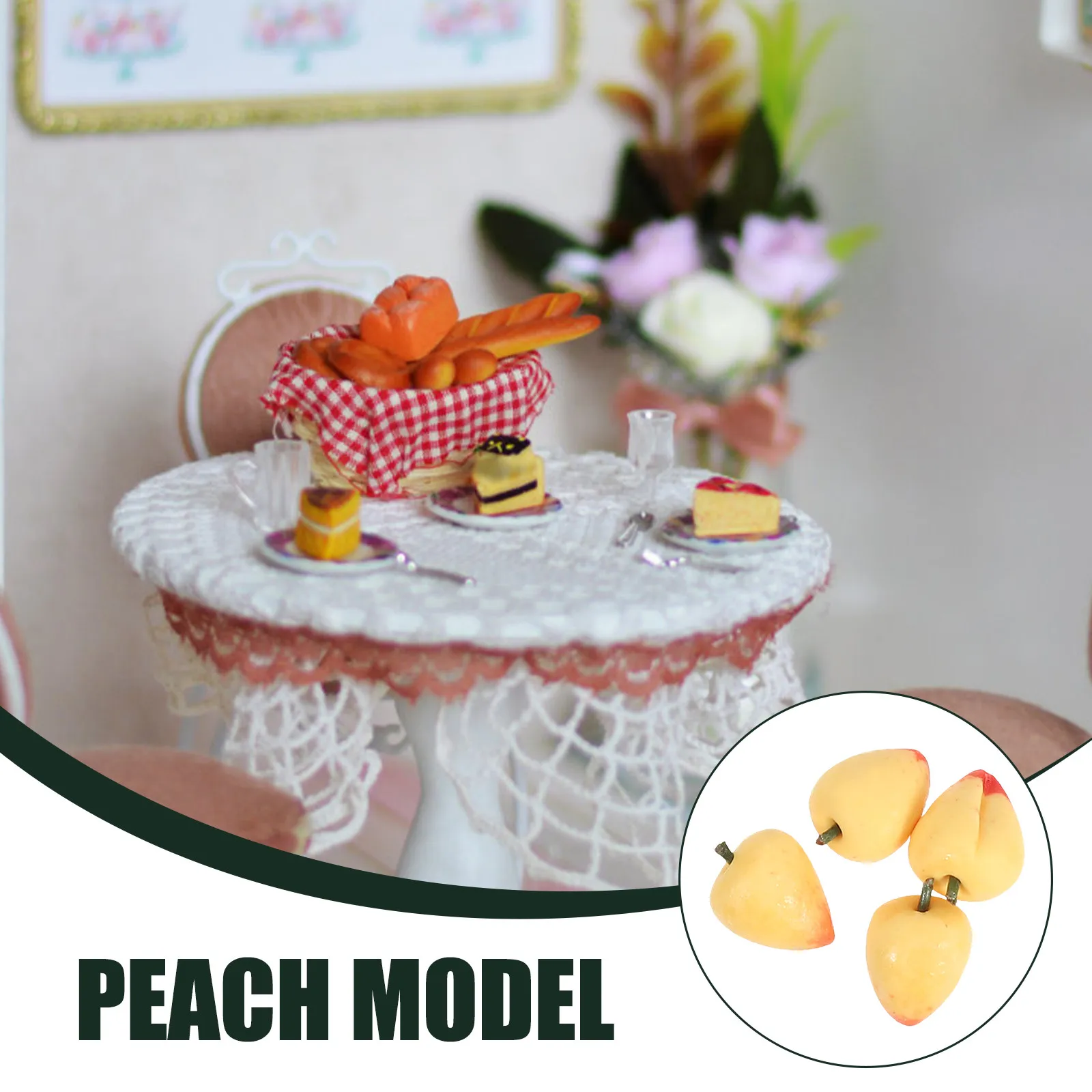 Comida en miniatura realista de duraznos para casa de muñecas - imagen 2