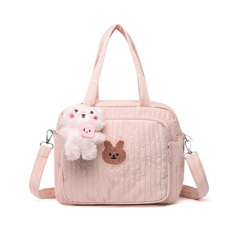 Bolsa maternal con cremallera y oso peluche - imagen 3