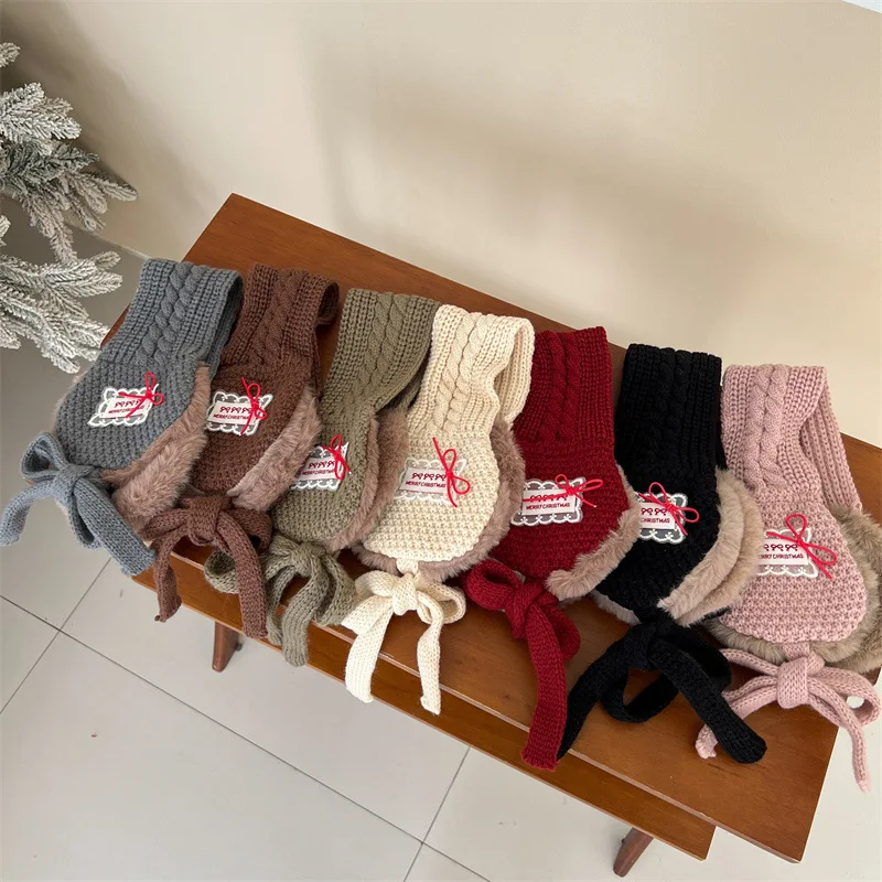 Diadema orejera bebé suave lazo encaje invierno - imagen 2