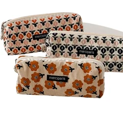 Estuche de lápices 2025 con flores kawaii para niñas - estilo retro