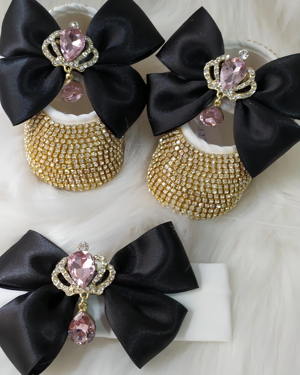 Dollbling zapatos de bautizo de bebé con brillo de perlas - imagen 2