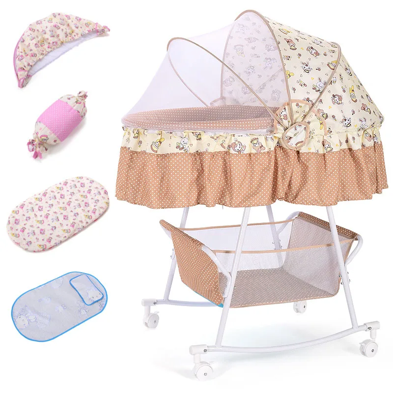 Cuna columpio para bebé con colchón, mosquitera y almohada suave - imagen 4